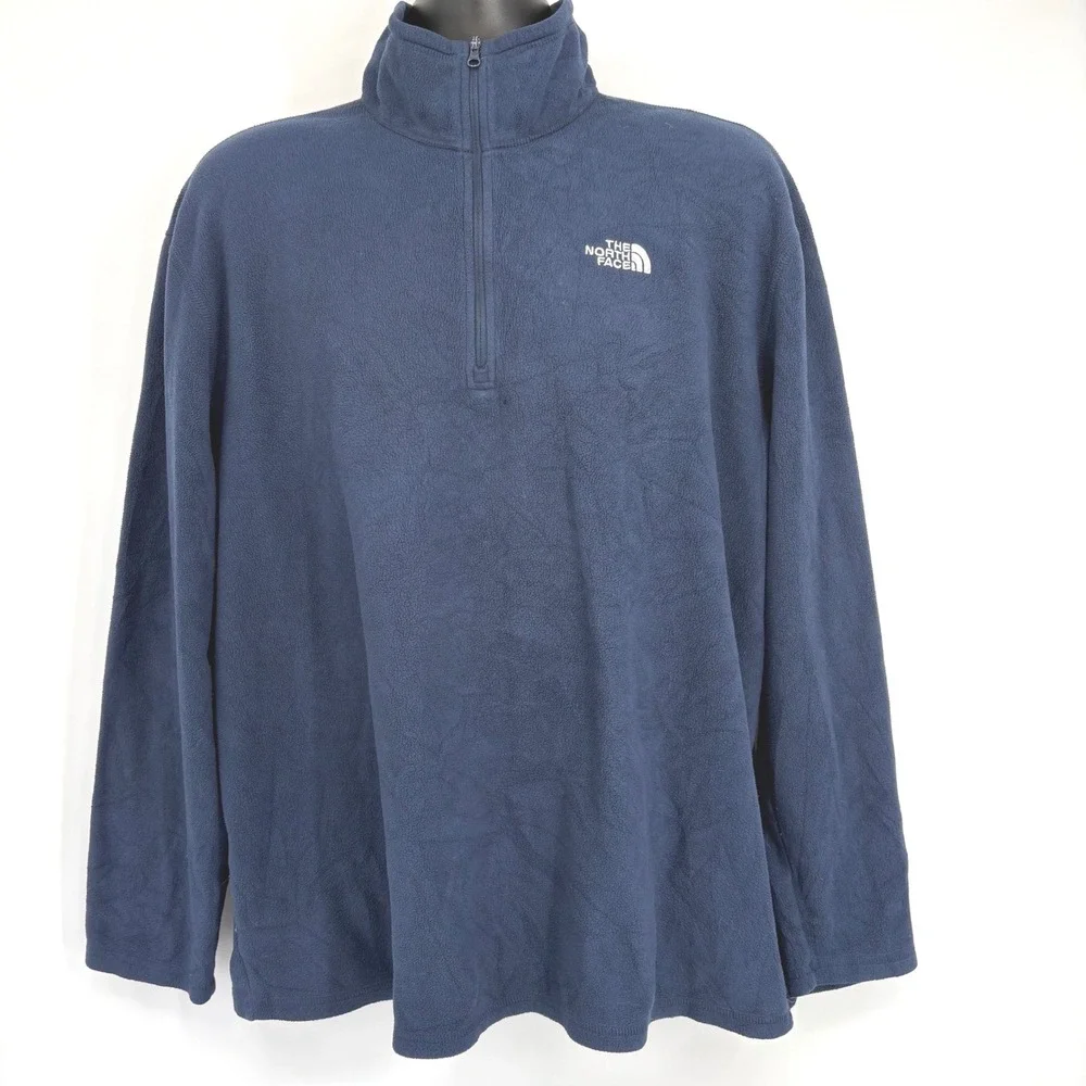 The North Face Mens‎ Fleece Quarter Zip Pullover Navy Blue XL TG